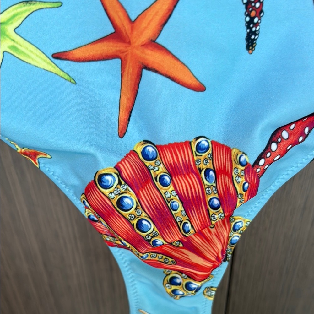 Versace BAROCCO JOCKSTRAP Trésor de la Mer Print One-Piece Swimsuit - Picture 7 of 16